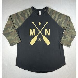 Sota Clothing Co Raglan Baseball T-shirt Black Camo Women’s Large MN Minnesota